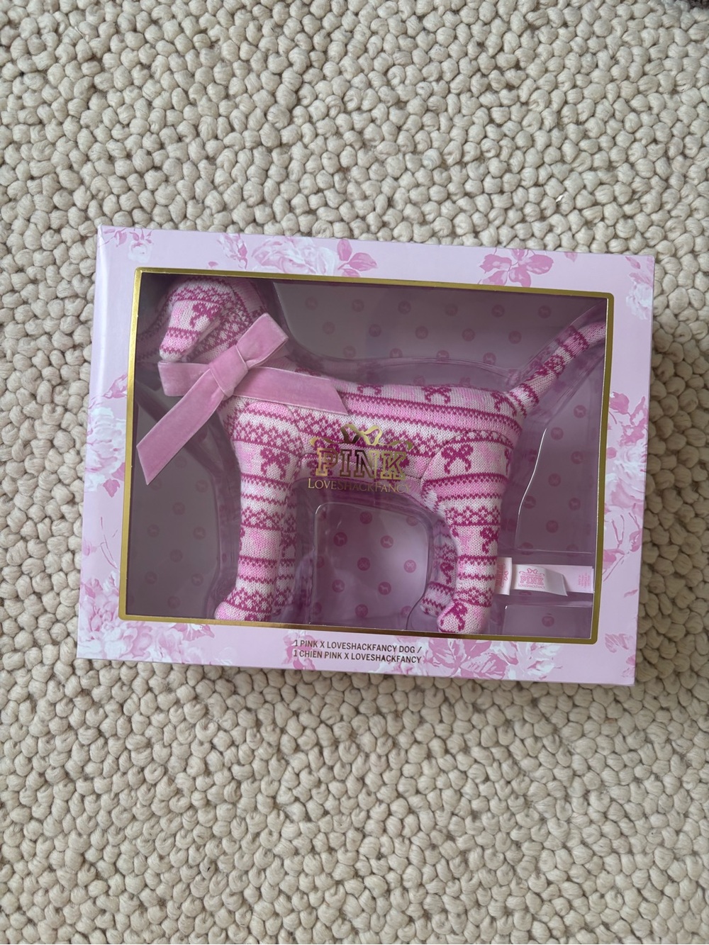 PINK loveshackfancy Plush Dog  - Pink Patterned